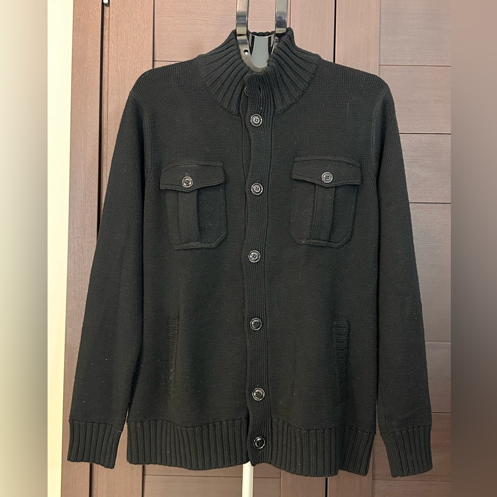 J. Crew Men's Black bottom-Up Sweater